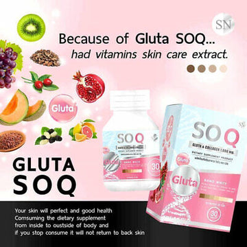 SoQ Gluta Collagen 1000 mg – Skin Brightening & Anti-Aging Formula (30 Capsules)