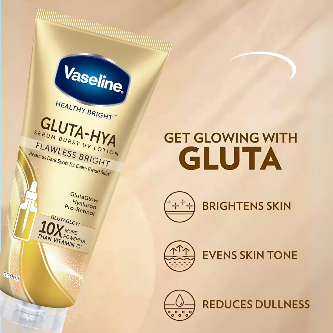 Vaseline Gluta-Hya Serum Burst UV Lotion Flawless Bright – 300ml